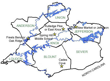 Knoxville Area (elevations under 2,500 ft.)